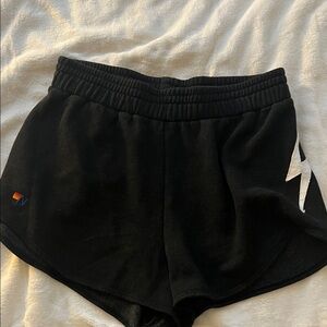 Aviator Black Women's Shorts with Lightning Bolt Design